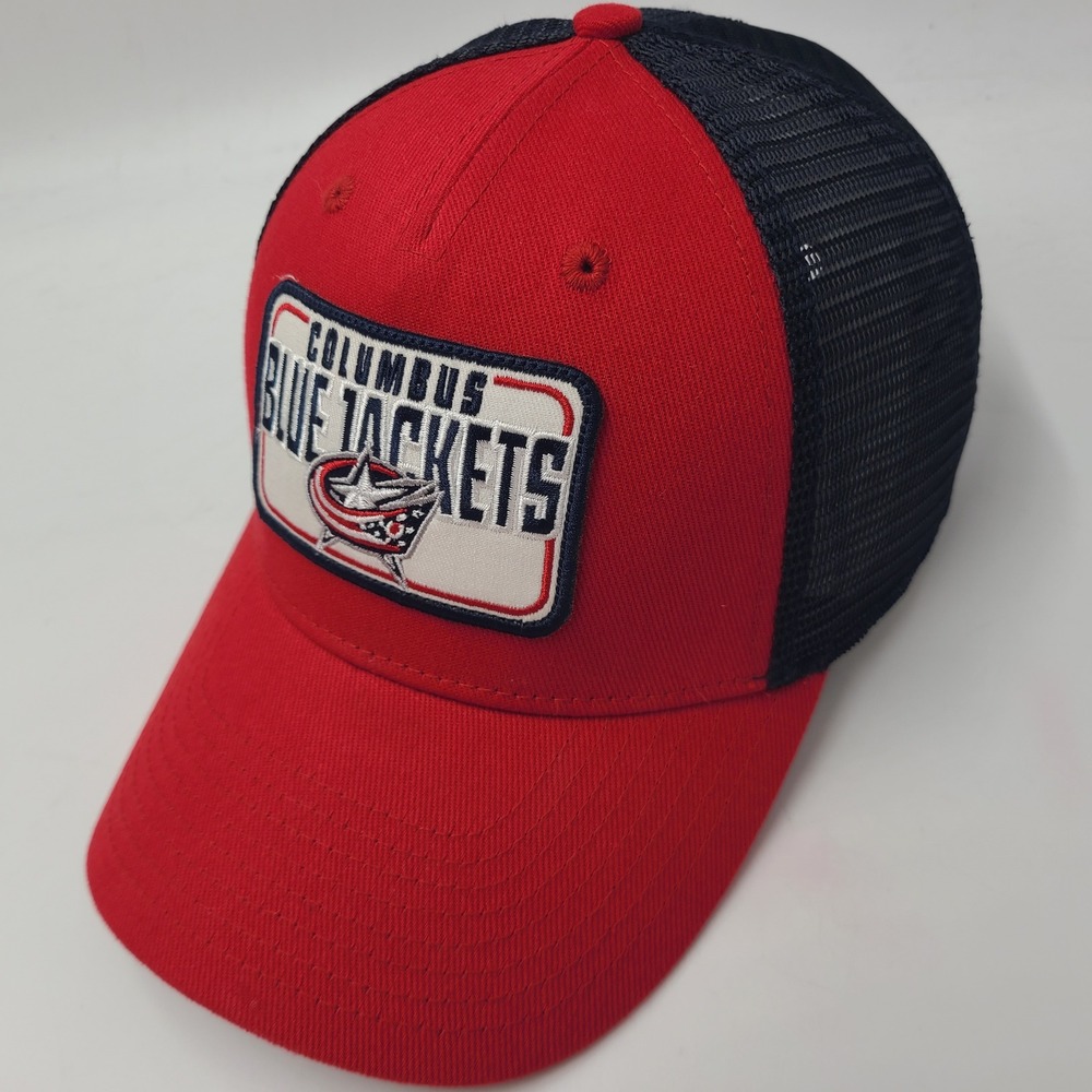 Columbus Blue Jackets Hat Snapback Trucker Mesh Fan Favorite Red Blue NHL Men